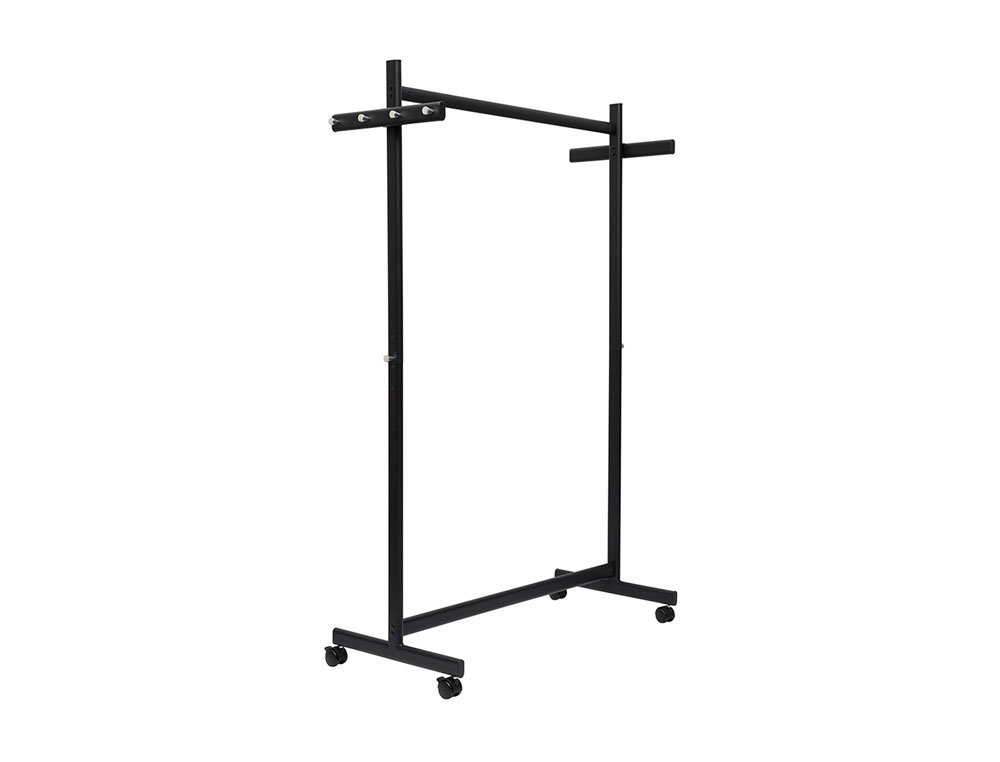 PERCHERO MAULSAMBA 10 COLGADORES CABALLETE CON RUEDAS COLOR NEGRO 116X508X1725 MM