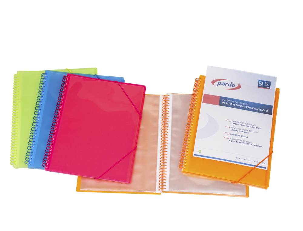 CARPETA PARDO ESCAPARATE CON ESPIRAL 30 FUNDAS FOLIO PERSONALIZABLE COLOR NEGRA