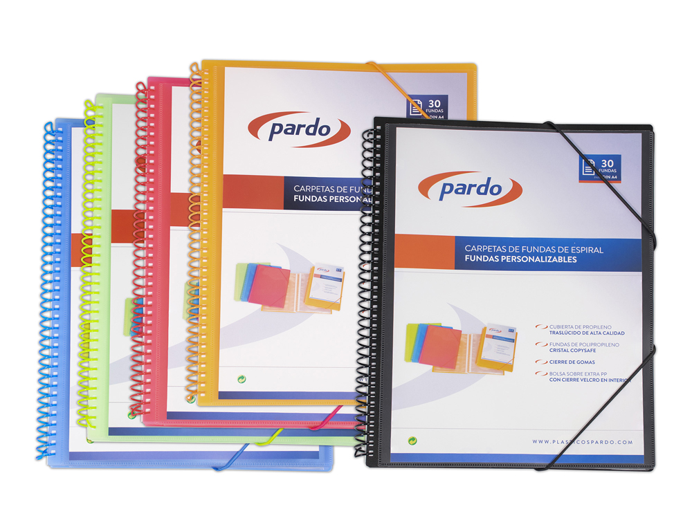 CARPETA PARDO ESCAPARATE CON ESPIRAL 30 FUNDAS FOLIO PERSONALIZABLE COLOR NEGRA
