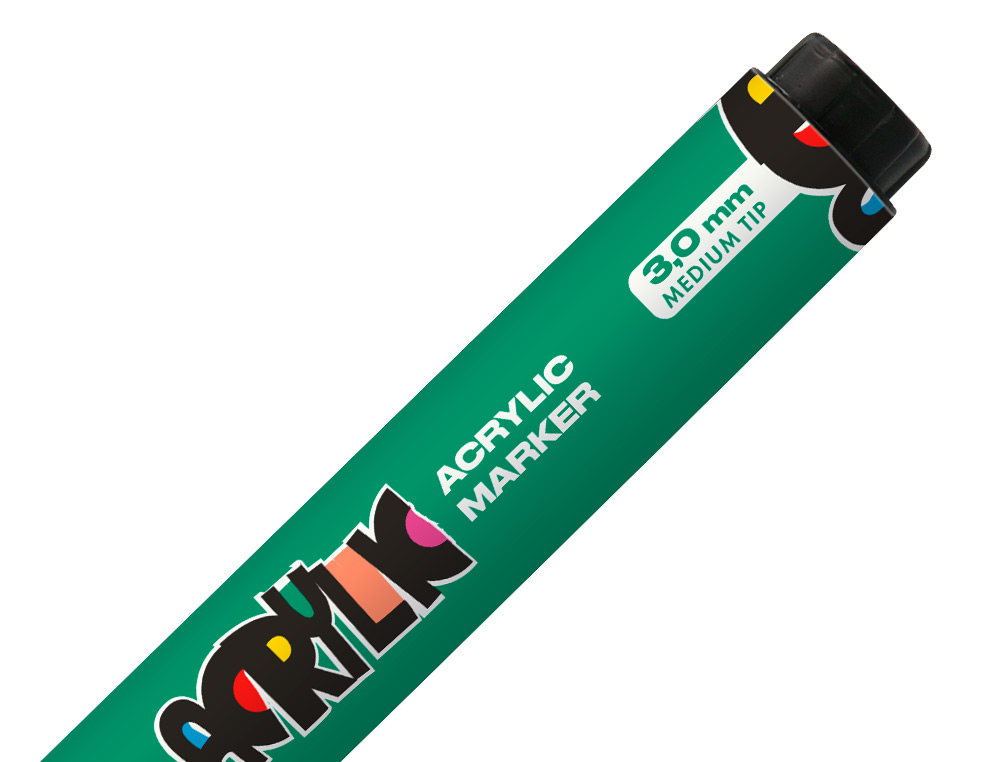 ROTULADOR LIDERPAPEL ACRYLIC BASE AGUA TODO TIPO DE SUPERFICIE PUNTA REDONDA 3 MM VERDE