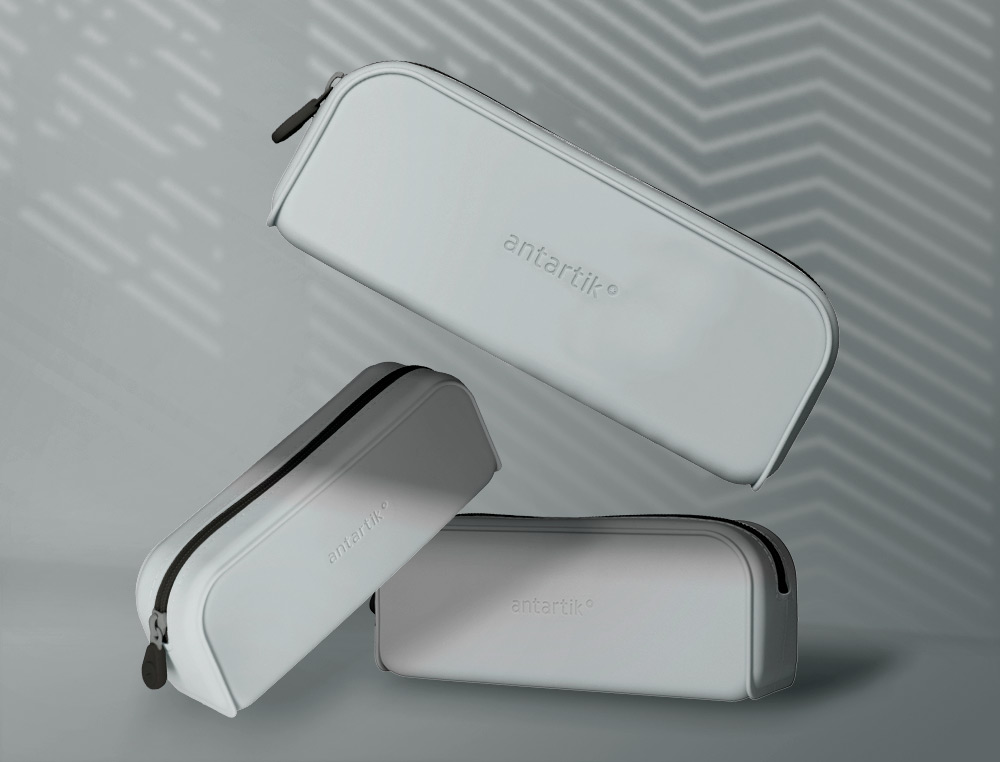 ESTUCHE PORTATODO ANTARTIK PRISMA SILICONA SOFT RECTANGULAR 185X50X75 MM GRIS