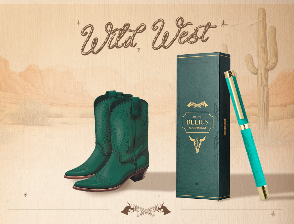 ROLLER BELIUS WILD WEST ALUMINIO COLOR VERDE DORADO TINTA COLOR NEGRO CAJA DE DISEÑO