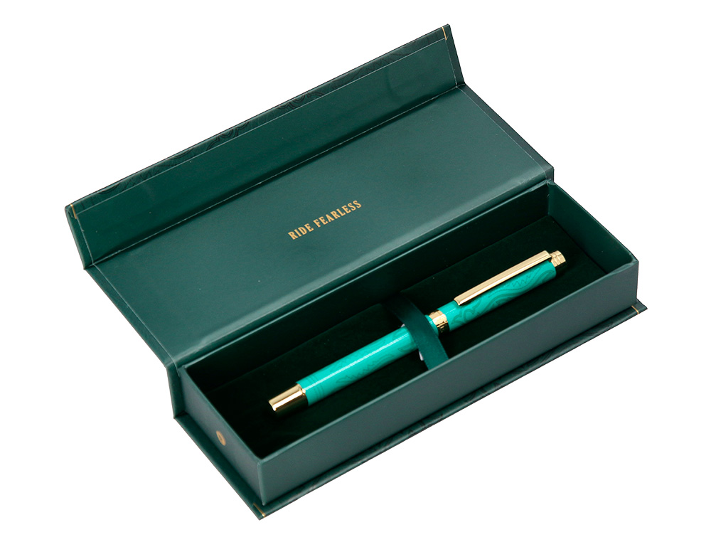 ROLLER BELIUS WILD WEST ALUMINIO COLOR VERDE DORADO TINTA COLOR NEGRO CAJA DE DISEÑO