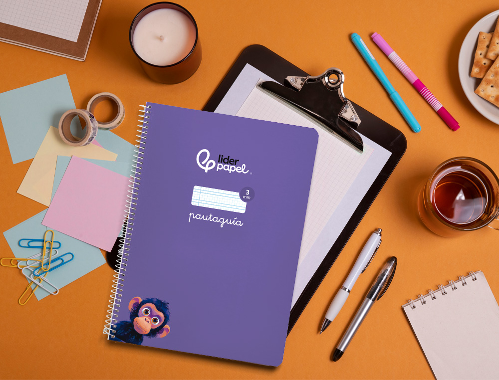 CUADERNO ESPIRAL LIDERPAPEL A4 PAUTAGUIA TAPA BLANDA 80H 75GR CUADRO PAUTADO 3MM COLOR LILA