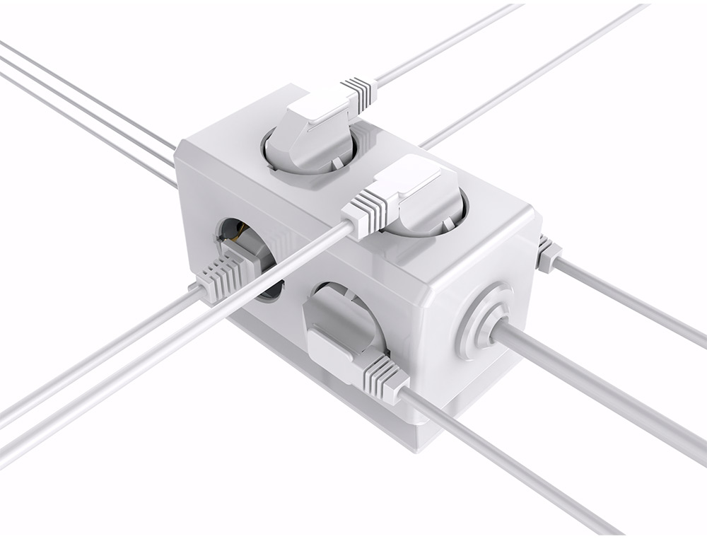 REGLETA Q-CONNECT ENCHUFE MULTIPLE 10 EN 1 CABLE 1,4 MT 6 TOMAS DE CORRIENTE+3 USB+1 USB TIPO C 140X76X87MM