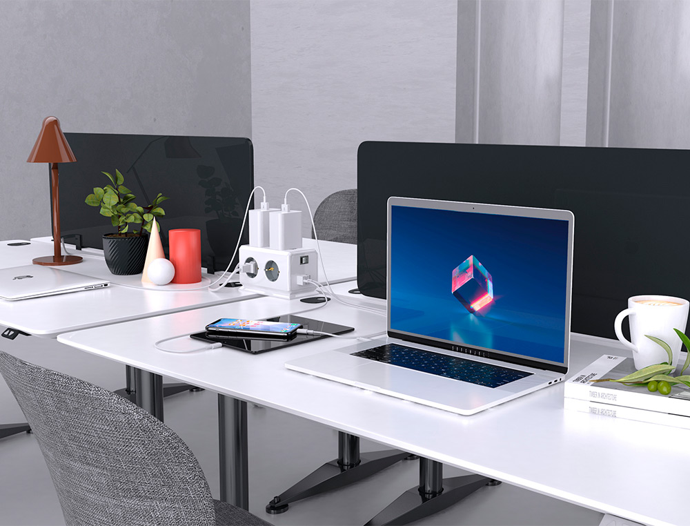 REGLETA Q-CONNECT ENCHUFE MULTIPLE 10 EN 1 CABLE 1,4 MT 6 TOMAS DE CORRIENTE+3 USB+1 USB TIPO C 140X76X87MM