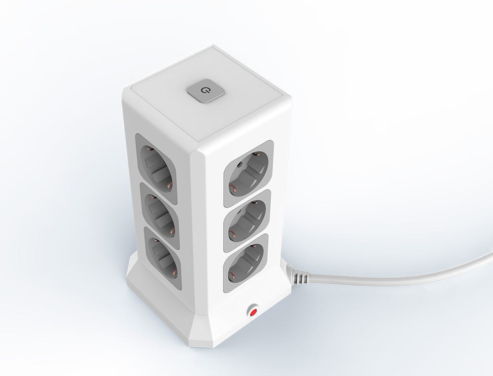 REGLETA Q-CONNECT ENCHUFE MULTIPLE 16 EN 1 CABLE 2 MT 12 TOMAS DE CORRIENTE+3 USB+1 USB TIPO C 120X120X210MM