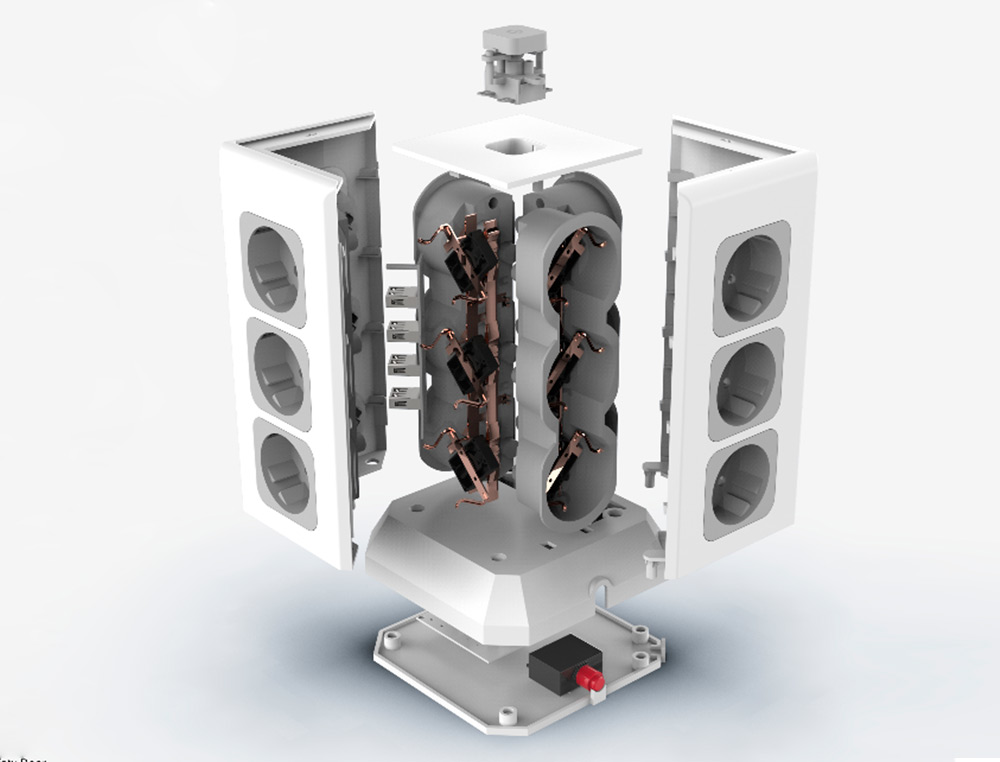 REGLETA Q-CONNECT ENCHUFE MULTIPLE 16 EN 1 CABLE 2 MT 12 TOMAS DE CORRIENTE+3 USB+1 USB TIPO C 120X120X210MM