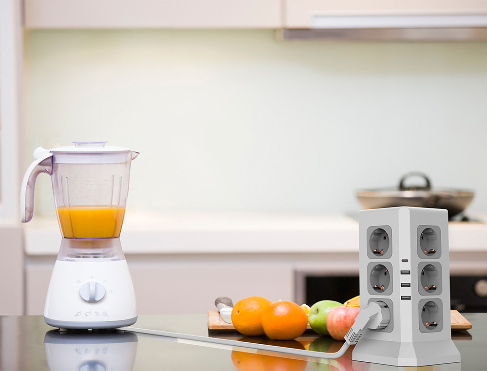 REGLETA Q-CONNECT ENCHUFE MULTIPLE 16 EN 1 CABLE 2 MT 12 TOMAS DE CORRIENTE+3 USB+1 USB TIPO C 120X120X210MM