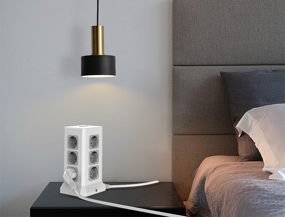 REGLETA Q-CONNECT ENCHUFE MULTIPLE 16 EN 1 CABLE 2 MT 12 TOMAS DE CORRIENTE+3 USB+1 USB TIPO C 120X120X210MM