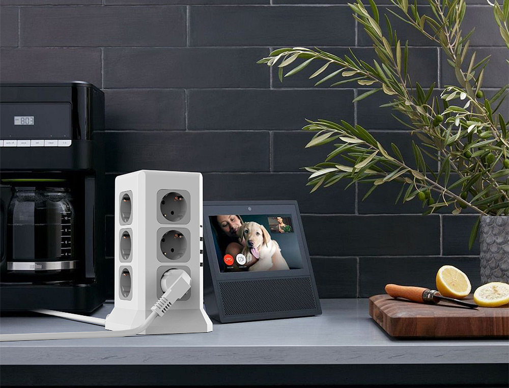 REGLETA Q-CONNECT ENCHUFE MULTIPLE 16 EN 1 CABLE 2 MT 12 TOMAS DE CORRIENTE+3 USB+1 USB TIPO C 120X120X210MM