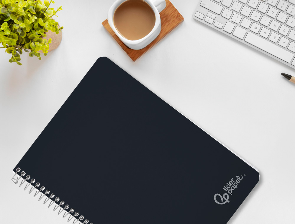 CUADERNO ESPIRAL LIDERPAPEL A4 WITTY TAPA DURA 80H 90GR PAUTA 3,5MM CON MARGEN COLOR NEGRO