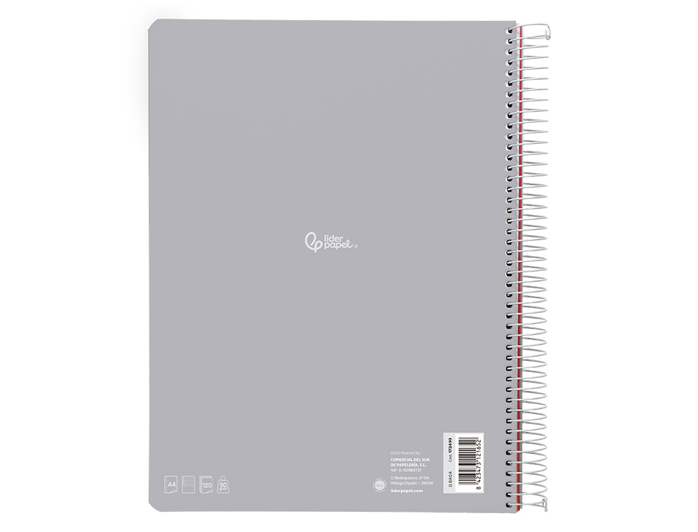 CUADERNO ESPIRAL LIDERPAPEL A4 MICRO WITTY TAPA DURA 120H 90GR HORIZONTAL 8MM 5 BANDAS 4 TALADROS COLORES SURTIDOS