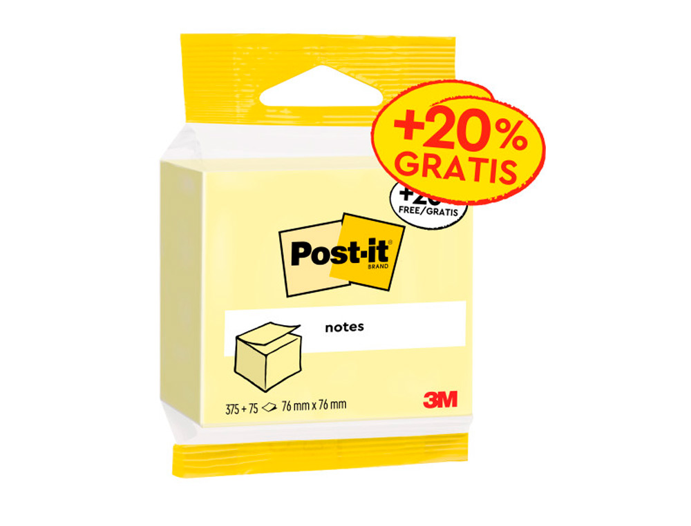 BLOC DE NOTAS ADHESIVAS QUITA Y PON POST-IT CUBO 76X76 MM EXPOSITOR SUELO DE 96 UNIDADES SURTIDAS 400X400X900 MM