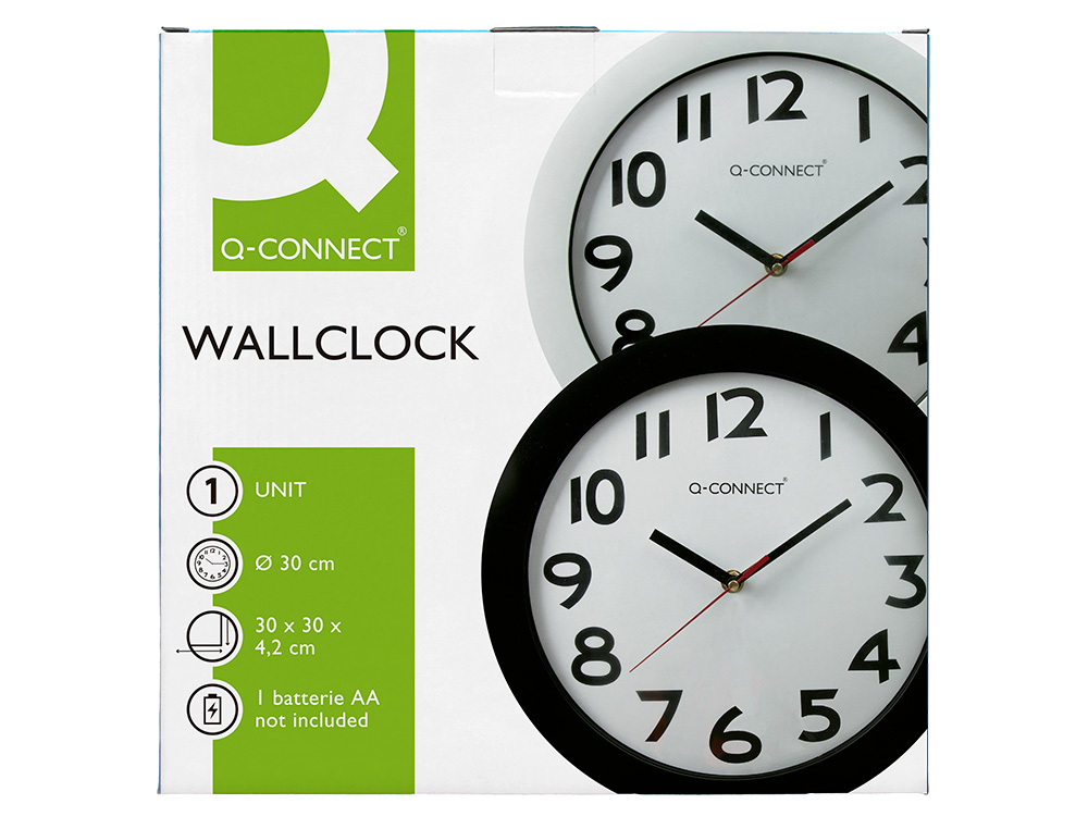 RELOJ Q-CONNECT DE PARED PLASTICO OFICINA REDONDO 30 CM MARCO BLANCO