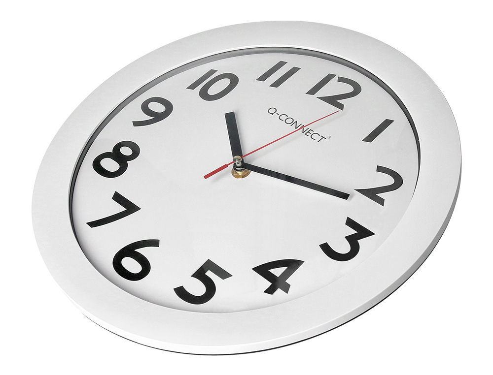 RELOJ Q-CONNECT DE PARED PLASTICO OFICINA REDONDO 30 CM MARCO BLANCO