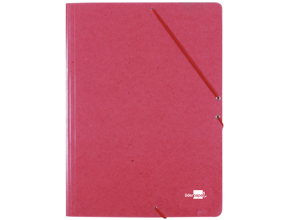 CARPETA LIDERPAPEL GOMAS TRES SOLAPAS CARTON PRESPAN FOLIO COLOR ROJO