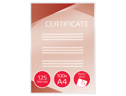 BOLSA DE PLASTIFICAR GBC DIN A4 2X125 MICRAS AUTOADHESIVA CAJA DE 100 UNIDADES