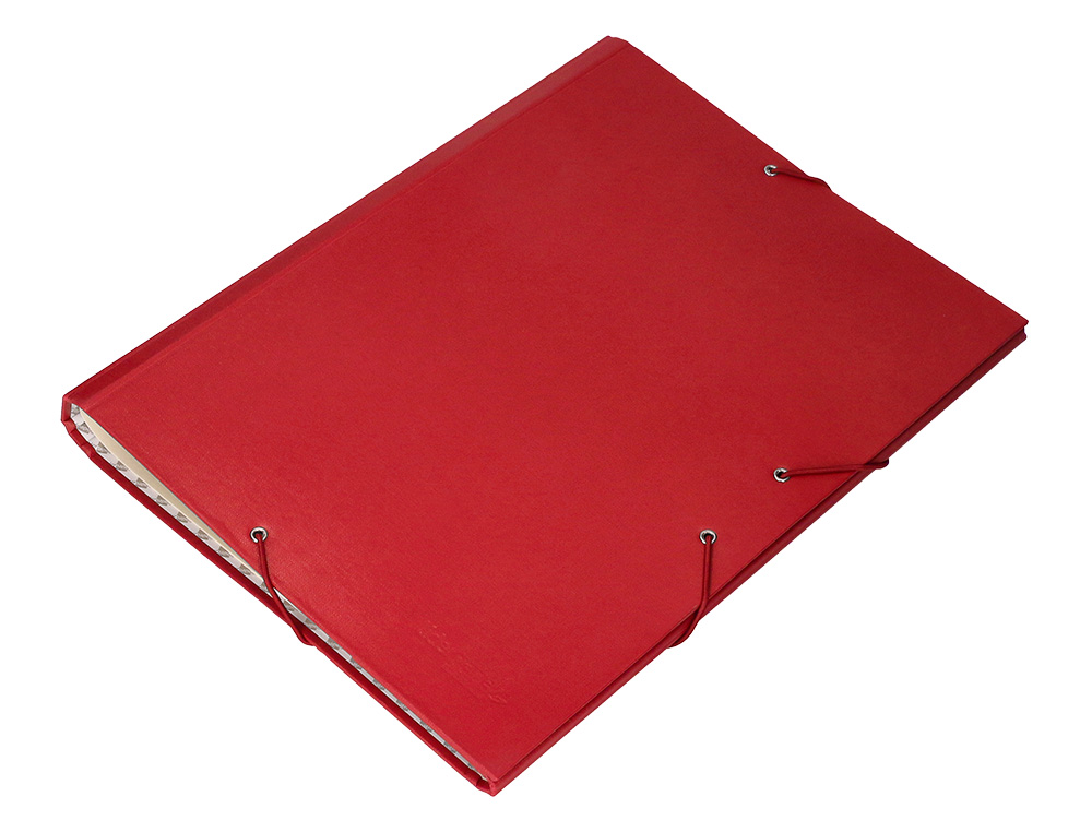 CARPETA CLASIFICADORA LIDERPAPEL 12 DEPARTAMENTOS FOLIO PROLONGADO CARTON FORRADO COLOR ROJO