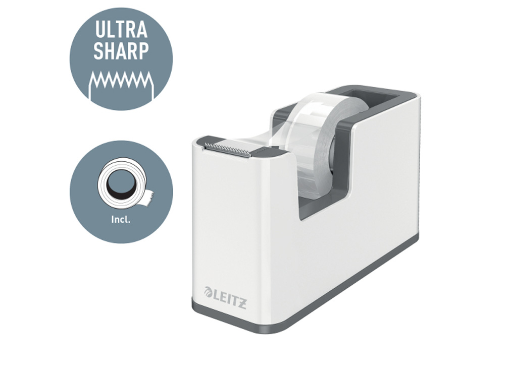 PORTARROLLO SOBREMESA LEITZ WOW DUAL PLASTICO PARA CINTAS 33 MT COLOR BLANCO/VIOLETA