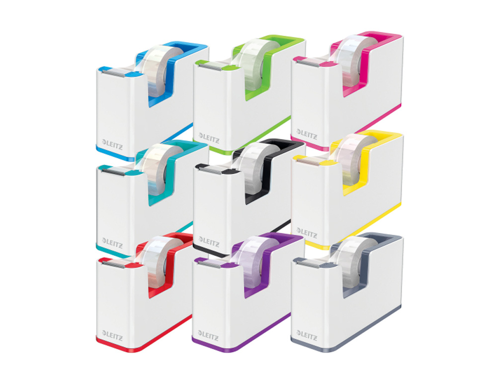 PORTARROLLO SOBREMESA LEITZ WOW DUAL PLASTICO PARA CINTAS 33 MT COLOR BLANCO/VIOLETA