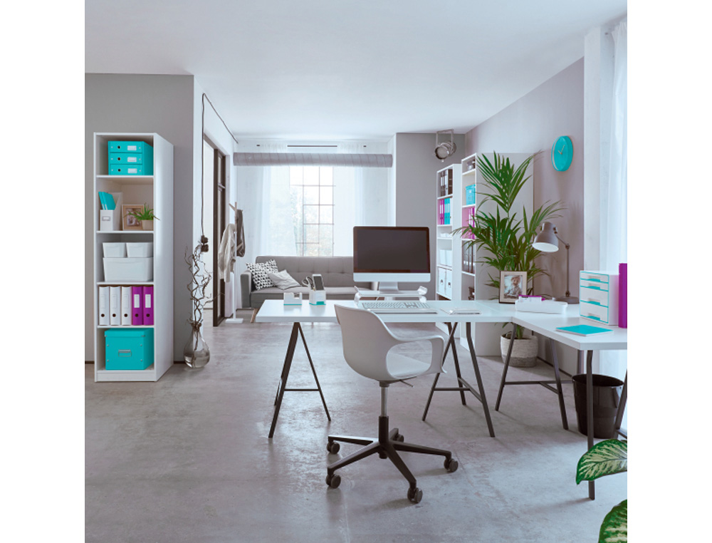 PORTARROLLO SOBREMESA LEITZ WOW DUAL PLASTICO PARA CINTAS 33 MT COLOR BLANCO/VIOLETA