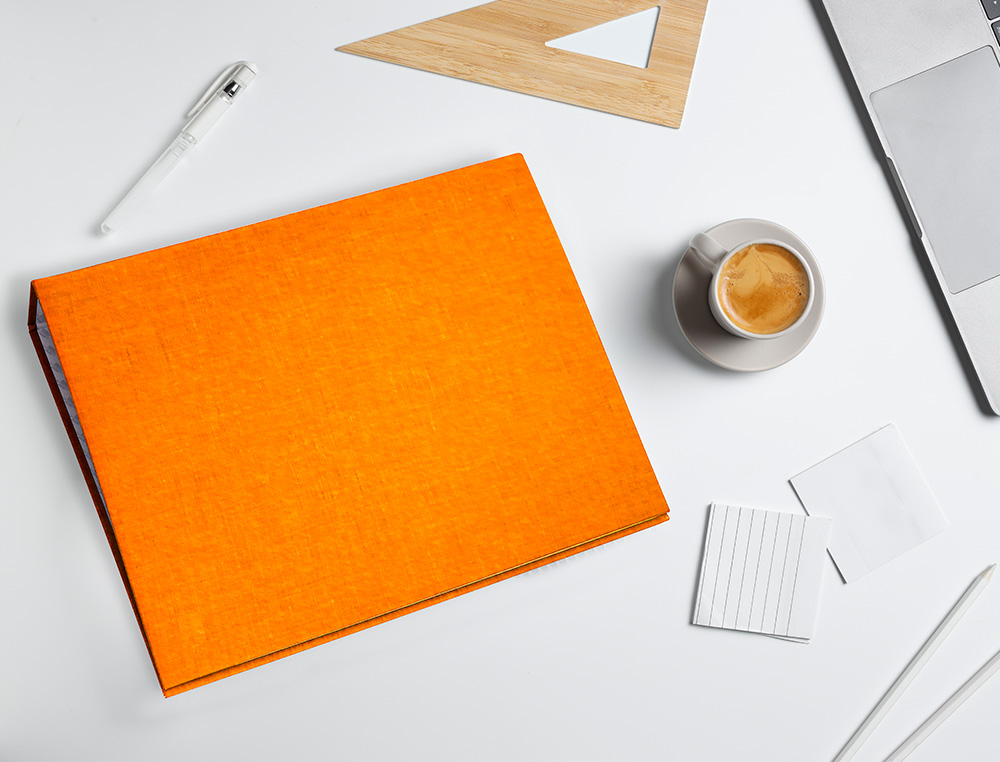 CARPETA DE 4 ANILLAS 25MM MIXTAS LIDERPAPEL FOLIO CARTON FORRADO PAPER COAT NARANJA