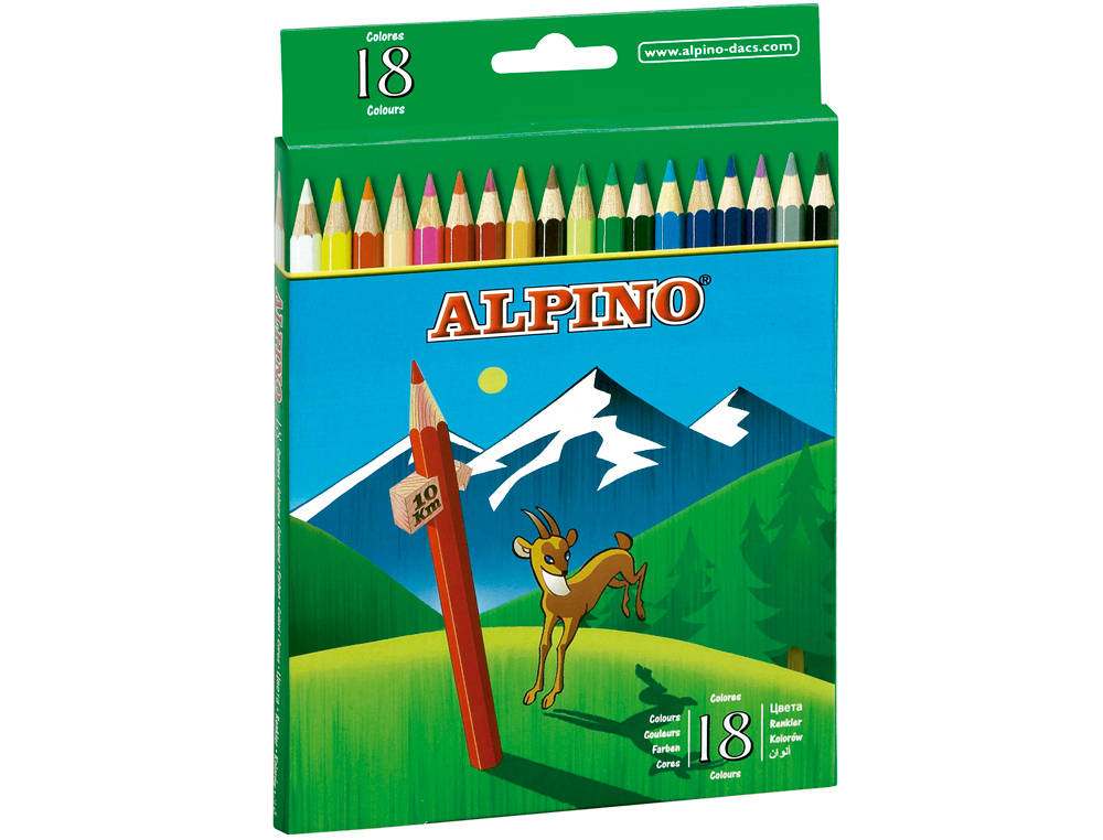 LAPICES DE COLORES ALPINO 656 CAJA DE 18 COLORES LARGOS