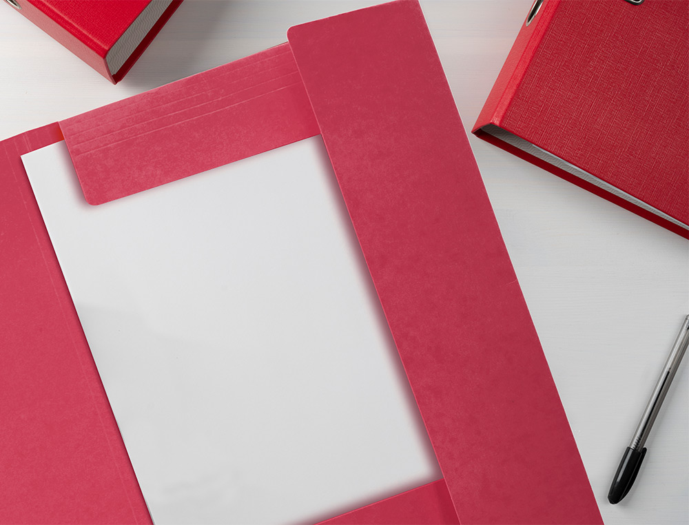 CARPETA LIDERPAPEL GOMAS TRES SOLAPAS CARTON PRESPAN A3 COLOR ROJO