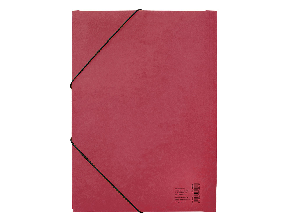 CARPETA LIDERPAPEL GOMAS TRES SOLAPAS CARTON PRESPAN A3 COLOR ROJO