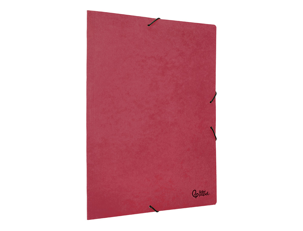 CARPETA LIDERPAPEL GOMAS TRES SOLAPAS CARTON PRESPAN A3 COLOR ROJO