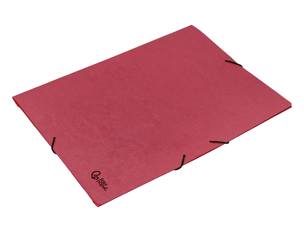 CARPETA LIDERPAPEL GOMAS TRES SOLAPAS CARTON PRESPAN A3 COLOR ROJO
