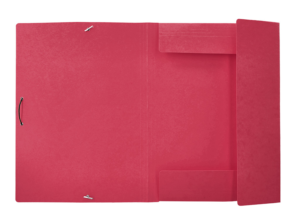 CARPETA LIDERPAPEL GOMAS TRES SOLAPAS CARTON PRESPAN A3 COLOR ROJO