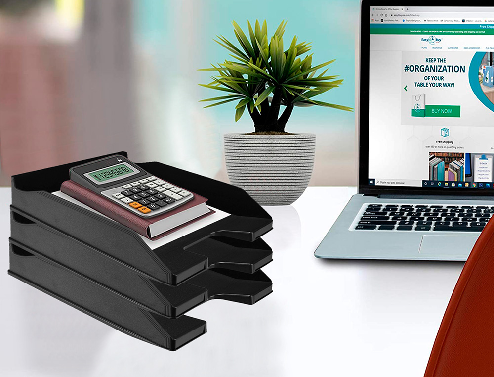 BANDEJA SOBREMESA PLASTICO Q-CONNECT NEGRO OPACO 100% RECICLADO 240X70X340 MM