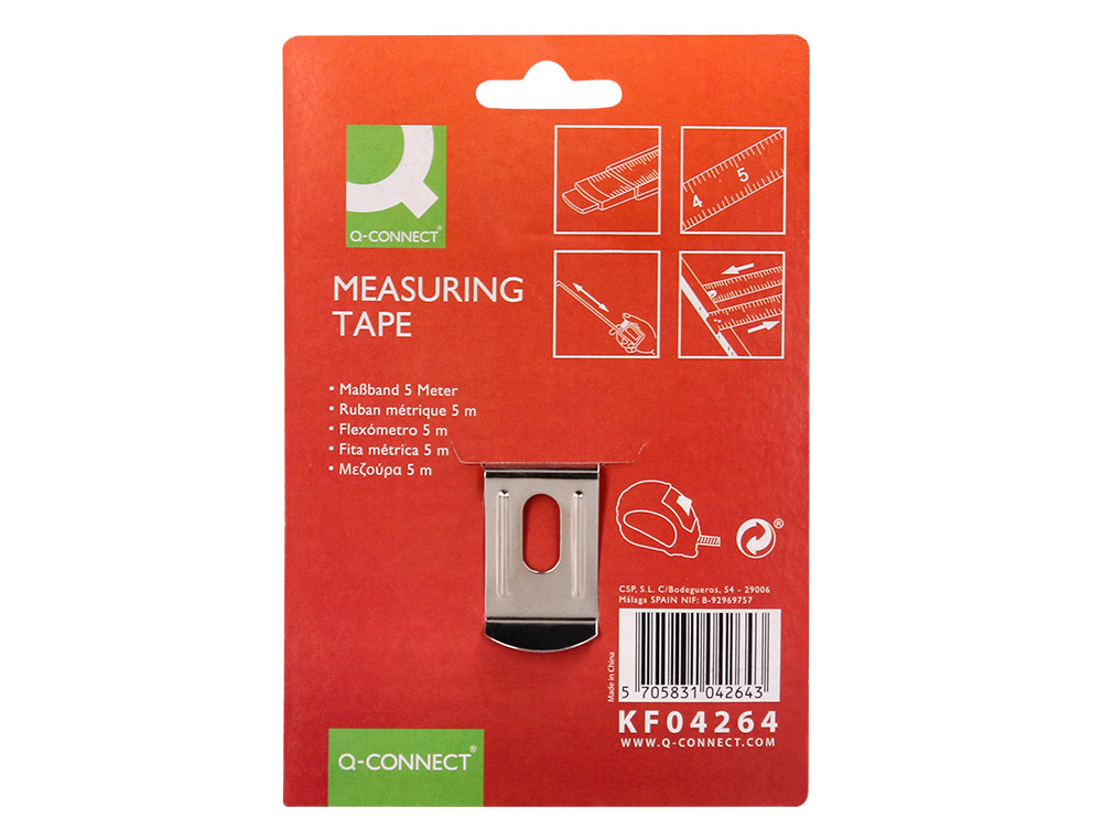 FLEXOMETRO Q-CONNECT CON FRENO MATERIAL ANTICHOQUE 19 MM DE ANCHO LONGITUD 5 MT