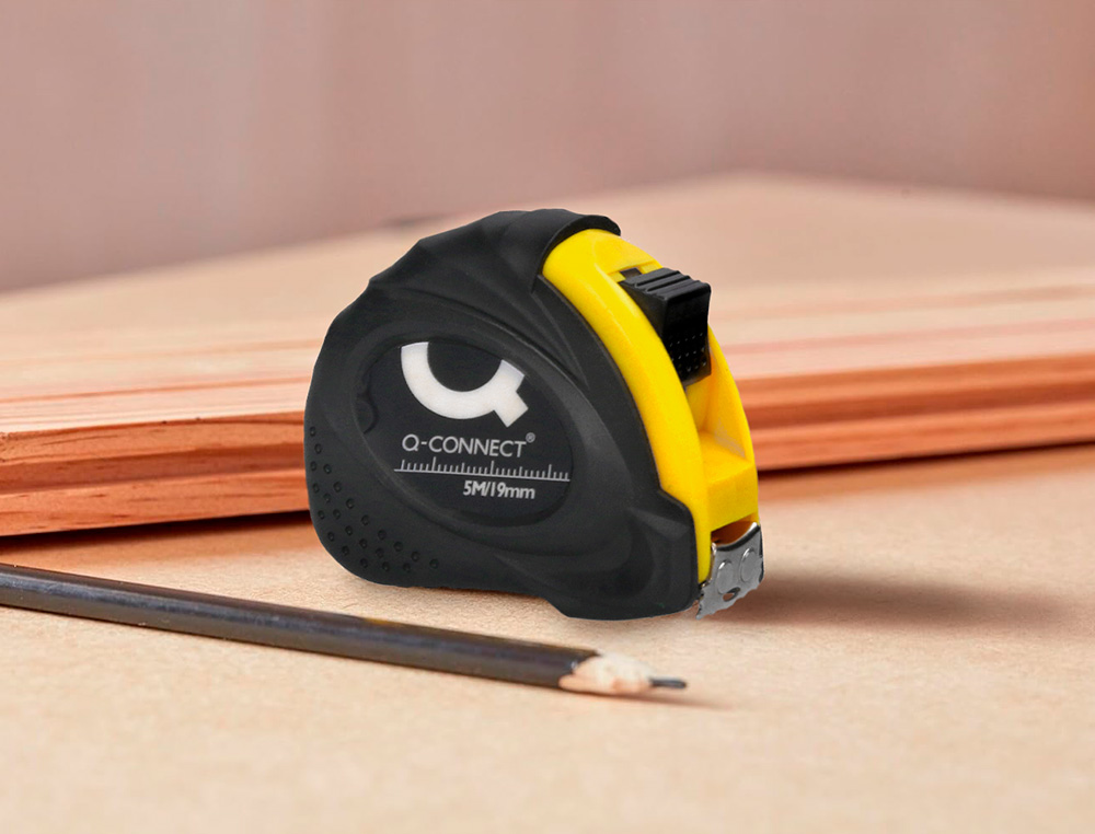 FLEXOMETRO Q-CONNECT CON FRENO MATERIAL ANTICHOQUE 19 MM DE ANCHO LONGITUD 5 MT