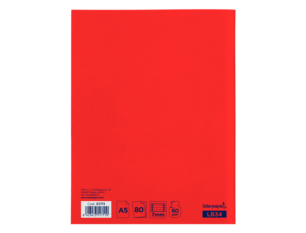 LIBRETA LIDERPAPEL SMART A5 80 HOJAS 60GR HORIZONTAL CON DOBLE MARGEN COLORES SURTIDOS TAPA BLANDA