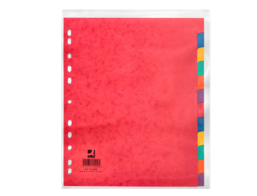 SEPARADOR Q-CONNECT CARTULINA BRILLO JUEGO DE 12 SEPARADORES DIN A4+