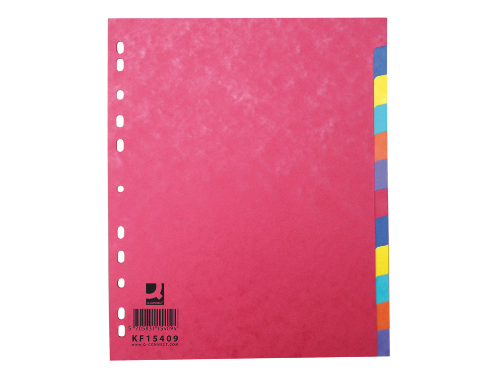 SEPARADOR Q-CONNECT CARTULINA BRILLO JUEGO DE 12 SEPARADORES DIN A4+
