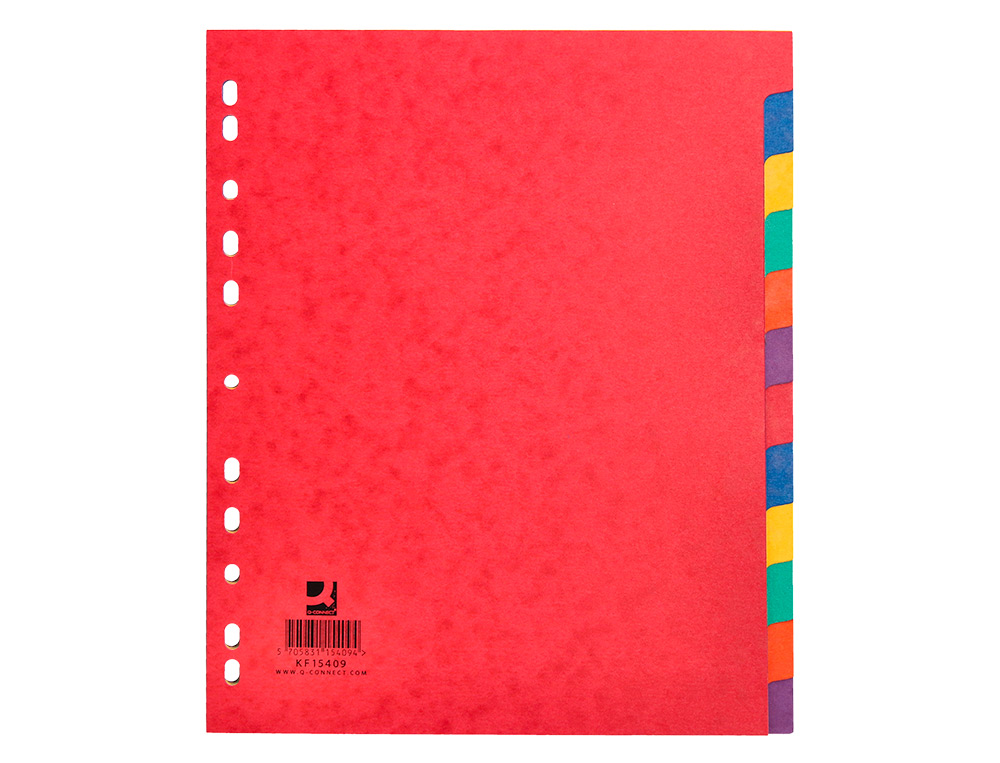 SEPARADOR Q-CONNECT CARTULINA BRILLO JUEGO DE 12 SEPARADORES DIN A4+
