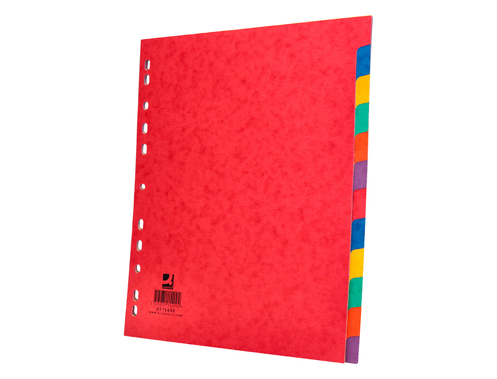 SEPARADOR Q-CONNECT CARTULINA BRILLO JUEGO DE 12 SEPARADORES DIN A4+