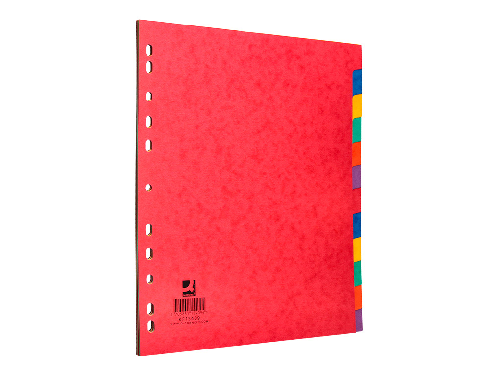 SEPARADOR Q-CONNECT CARTULINA BRILLO JUEGO DE 12 SEPARADORES DIN A4+