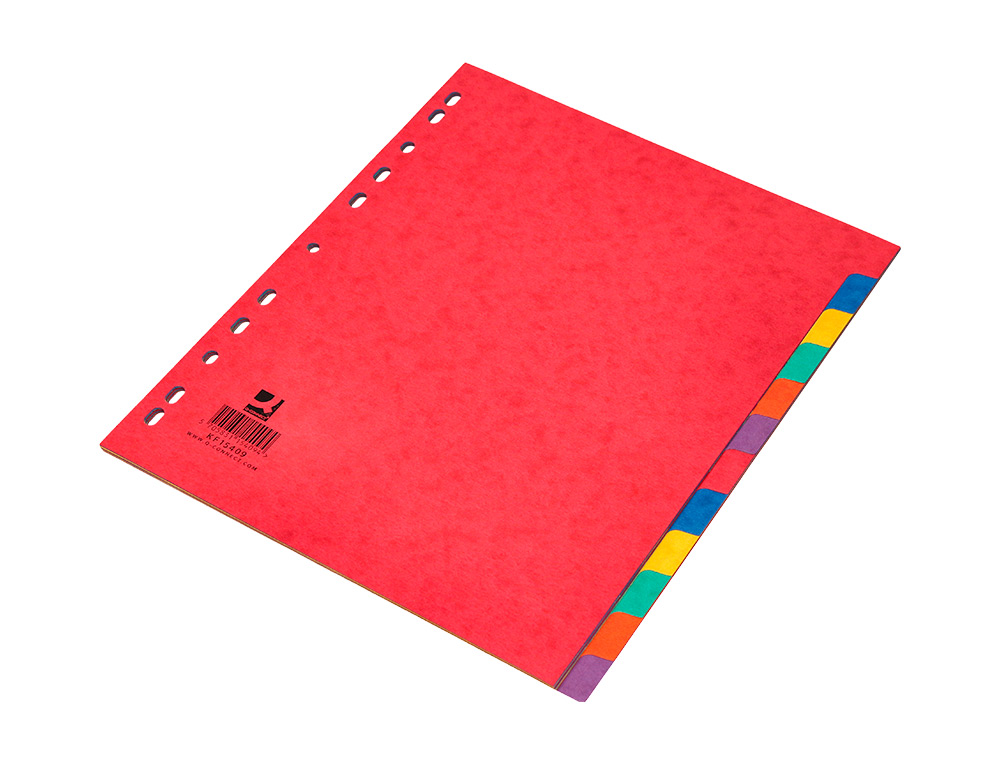 SEPARADOR Q-CONNECT CARTULINA BRILLO JUEGO DE 12 SEPARADORES DIN A4+