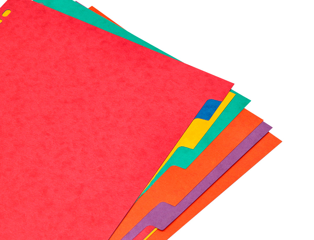 SEPARADOR Q-CONNECT CARTULINA BRILLO JUEGO DE 12 SEPARADORES DIN A4+