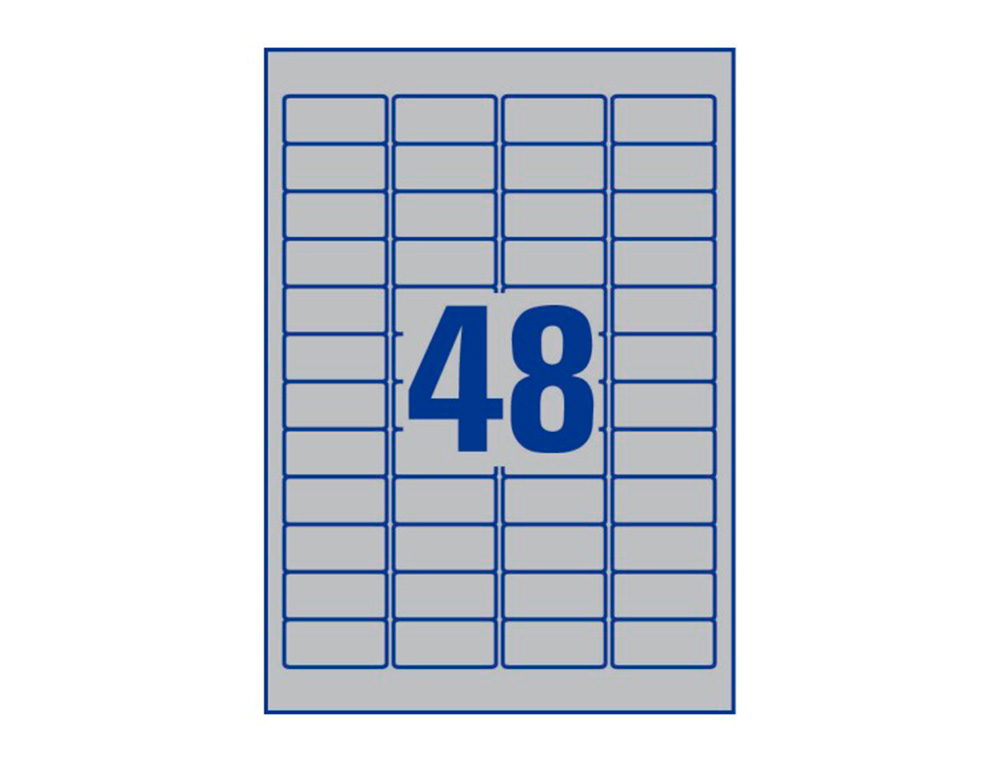 ETIQUETA ADHESIVA RESISTENTE AVERY POLIESTER PLATA 1,2 MM 45,7X21,2 MM LASER PACK DE 960UNIDADES