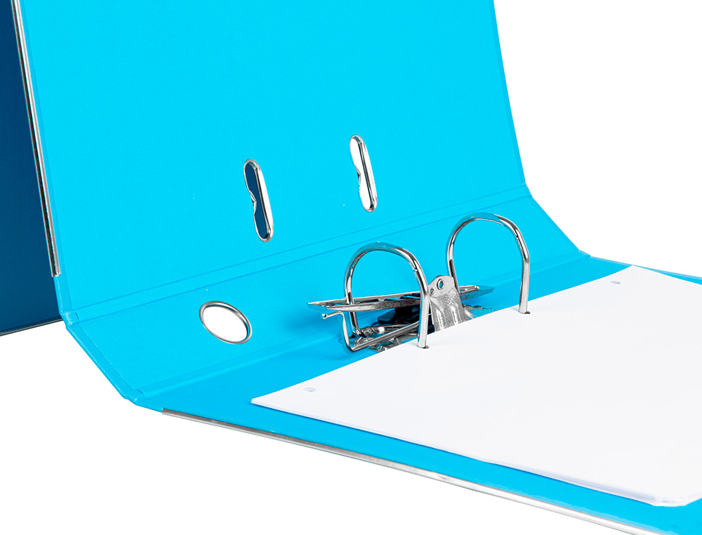 ARCHIVADOR DE PALANCA LIDERPAPEL FOLIO DOCUMENTA FORRADO PVC CON RADO LOMO 52 MM CELESTE COMPRESOR METALICO