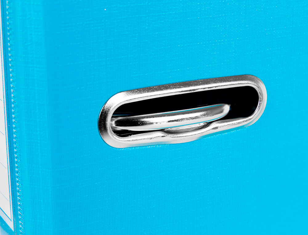 ARCHIVADOR DE PALANCA LIDERPAPEL FOLIO DOCUMENTA FORRADO PVC CON RADO LOMO 52 MM CELESTE COMPRESOR METALICO