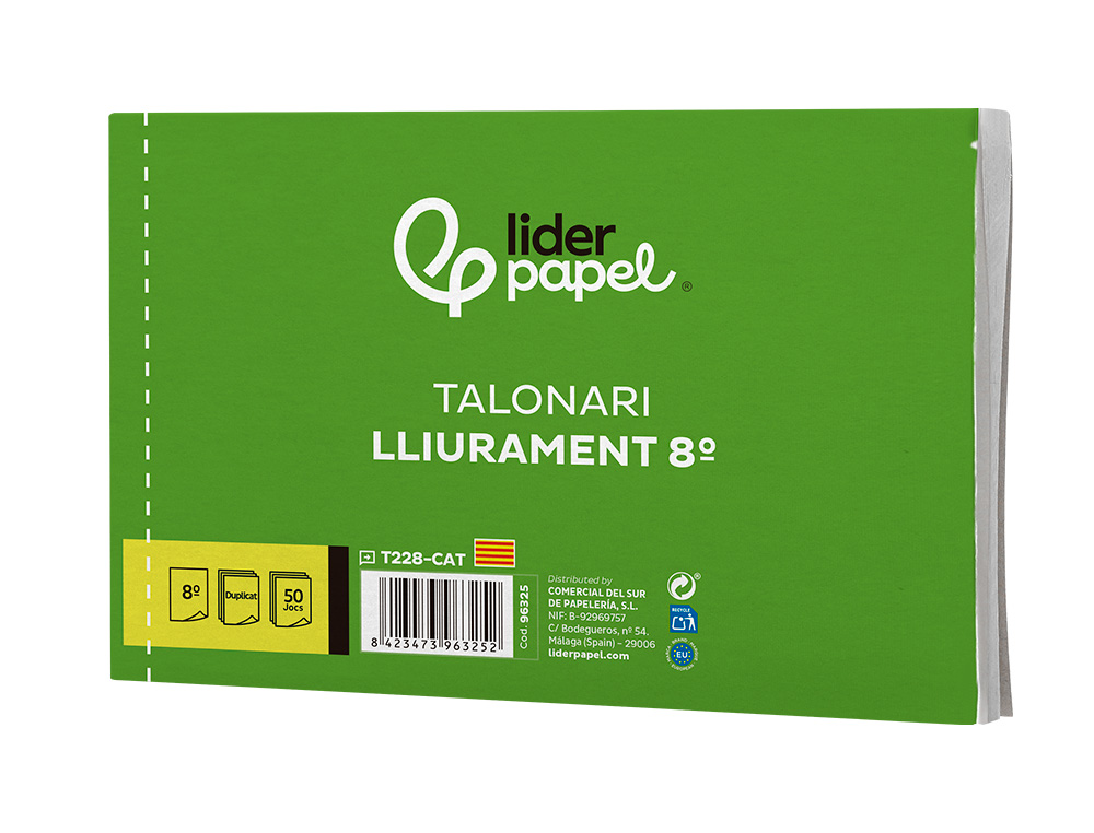 TALONARIO LIDERPAPEL ENTREGAS 8º ORIGINAL Y COPIA T228 APAISADO TEXTO EN CATALAN