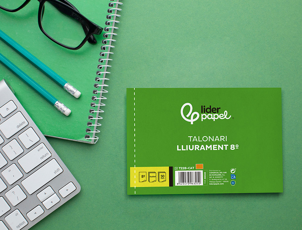 TALONARIO LIDERPAPEL ENTREGAS 8º ORIGINAL Y COPIA T228 APAISADO TEXTO EN CATALAN