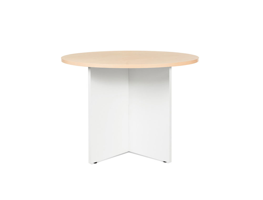 MESA DE REUNION ROCADA REDONDA 3005AW01 ESTRUCTURA MADERA EN ASPAS COLOR BLANCO TABLERO HAYA 100CM DIAMETRO